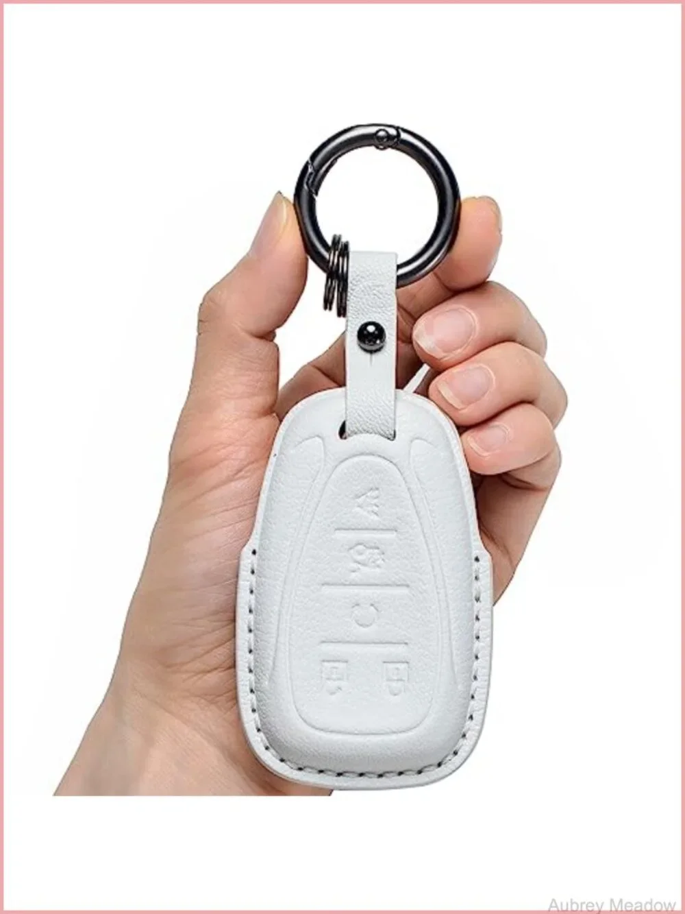 Genuine Leather Key Fob Cover with Keychain for Chevy Models
